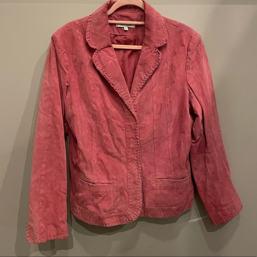 Blush Pink Suede Leather Jacket